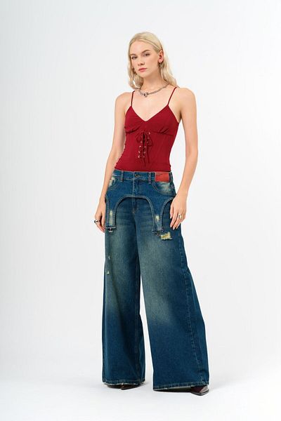 tw3 Strap Detailed Wide Leg Trousers