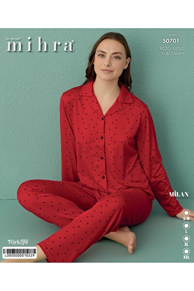 Mihra Milan Uzun Kol Önden Düğmeli Pijama Takımı