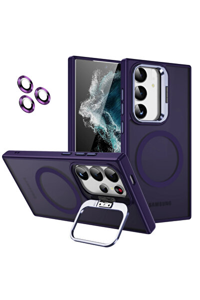 UnDePlus Samsung Galaxy S24 Kılıf Magsafe Standlı + Klon Kamera Lensli Kapak