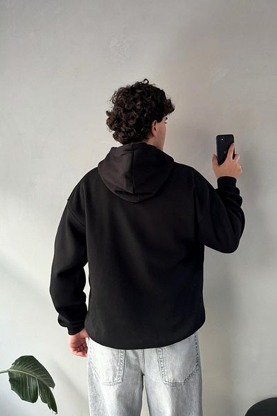 Flaw Wear Favela Stone Embroidered Black Oversize Hoodie