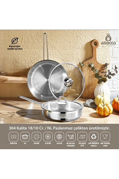 Amboss Saphire 4 Piece Stainless Steel Pan Set - With Glass Lid