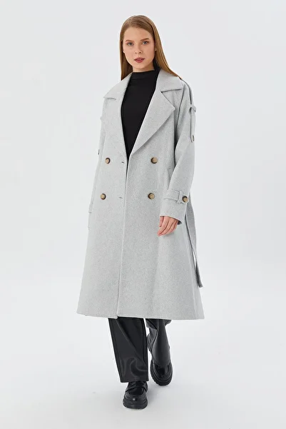 Shopping Shop Gray Oversize Belted Cashew Coat