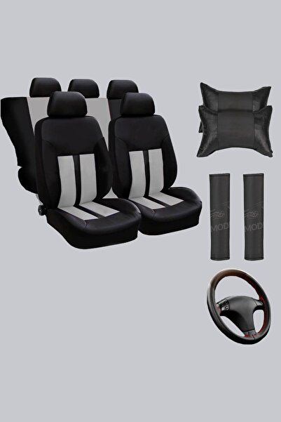 Modern Garaj طقم غطاء مقعد سيارة سكودا رمادي (فابيا، فافوريت، فيليسيا) وسادة للرقبة