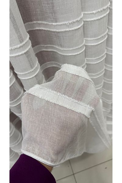 Fon Dünyası Luxury Linen Tasseled Tulle Curtain (1/3 Close Pleat)