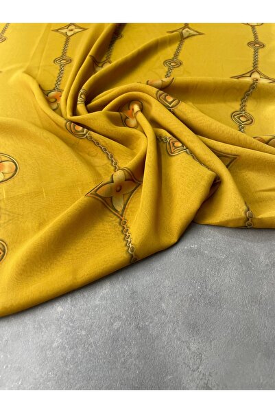 ipekkumaş Sarı Leo Desen Elbiselik Şifon Kumaş Ürünümüz Adet Olarak Satılır 1...