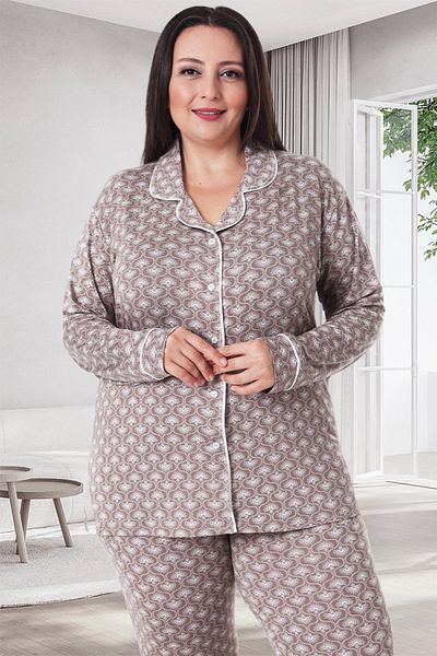 Bella Linda Σετ γυναικείες πιτζάμες με κουμπιά Viscose Plus Size