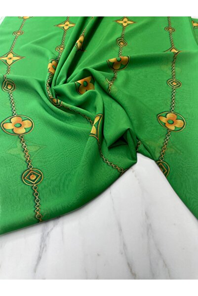 ipekkumaş Green Leo Pattern Dress Chiffon Fabric Our Product Is Sold in Piece...