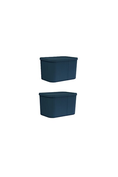 Dükkanönü 2 Pieces 6 Liters Midi Multi-Purpose Storage Box with Lid - Towel, Cosmetic Personal Item Organizer