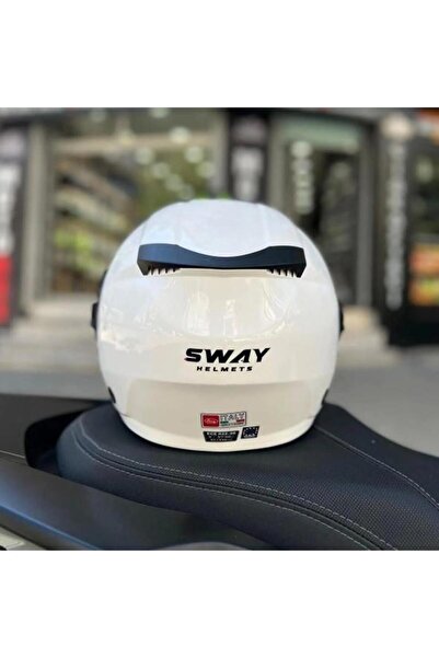 Sway 766 Geko Güneş Gözlüklü Yarım Motosiklet Kaskı 2XL Beden Gloss White