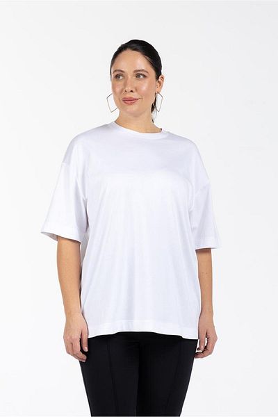 LUOKK Tricou MORRIS alb de mărime mare - 100% bumbac organic, decolteu, umăr căzut