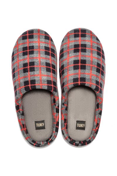 Twigy Men's Fleece House Slippers - Black Gray 41/46