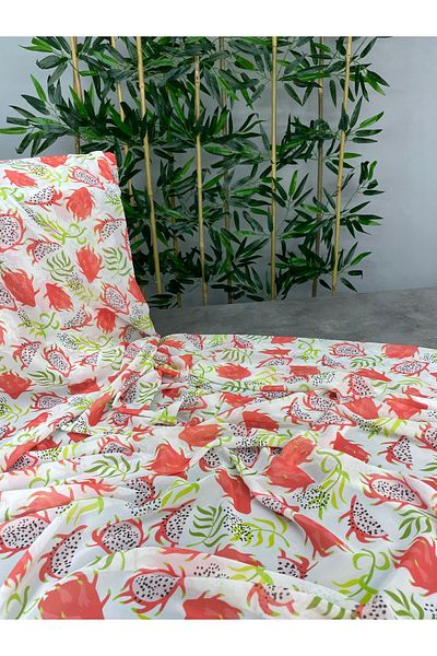 ipekkumaş Țesătură din șifon cu model Dragon Fruit Rochie Produsul nostru se vinde la bucăți 1 bucată 1 metru