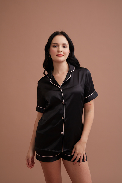 Marpessa Lingerie Ipek Saten Özel Biye Detaylı Şortlu Pijama Takımı