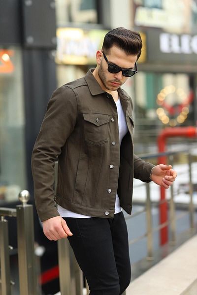 Serseri Jeans Dark Khaki Men's Denim Jacket