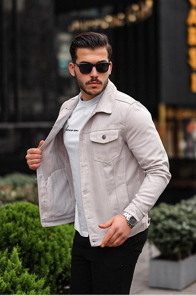 Pobudo Light Gray Men's Denim Jacket