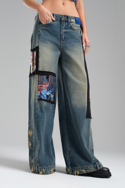 tw3 με τύπωμα Τζιν με φαρδύ πόδι με λεπτομέρεια τριών κλωστών