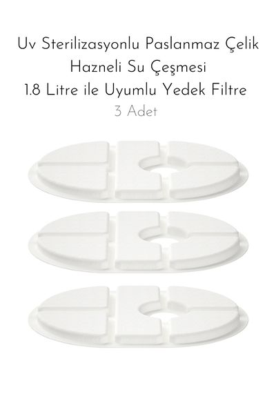 PAKEWAY 3 Pieces Replacement Filter - Compatible with UV Sterilized Stainless Steel Tank Water Fountain 1.8 Liters