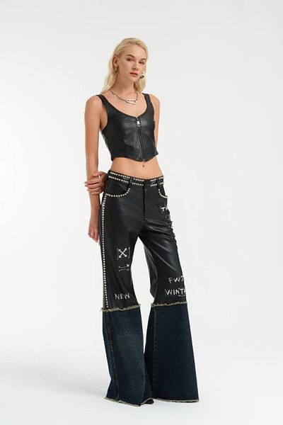 tw3 Denim Mixed, Spanish Leg Leather Trousers
