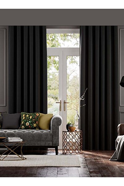 bizdenperde Black Blackout Sunshade - Light Proof, Pleatless Dimming, ENxBOY