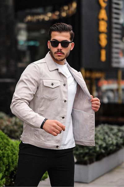 Pobudo Light Gray Men's Denim Jacket