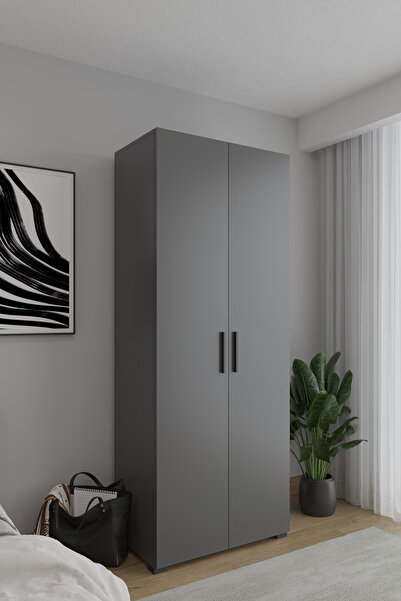 AYMOBSAN Niro 2 Kapaklı Gardrop, Askılı ve Raflı, 80 cm