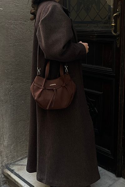 LOVENTA Bitter Brown Suede Mini Tote Bag - Niesha - S