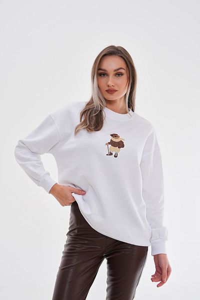 Pulli Collection Πλεκτό φούτερ με κεντημένο αρκουδάκι εκρού