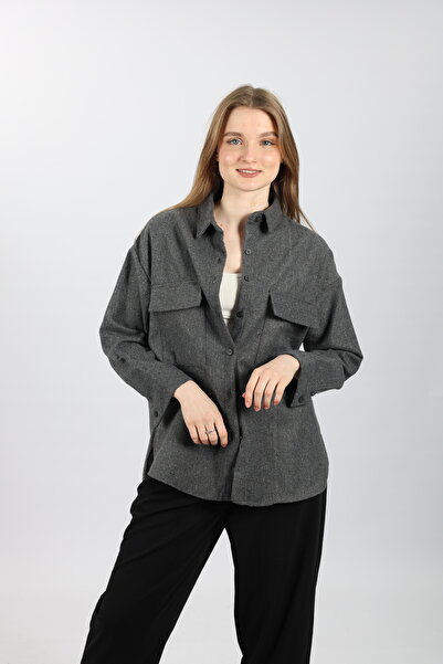 YNGMENCLASS Women's Textured Coffee Oversize Shirt