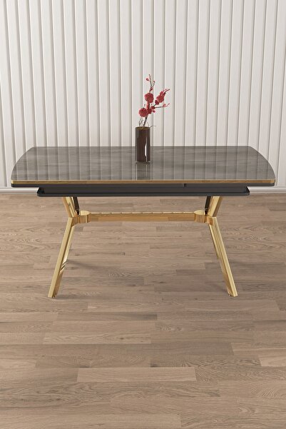 Canisa Sim Serisi 89x150 Açılabilir Lak Panel Gold Ayak Antrasit İroni Masa