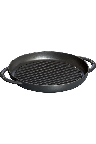 STOREMAX Mu-Artshop Grillpfanne Rund (26 Cm, Induktionsgeeignet, Mit Mattschwarzer Emaillierung Im Inneren De