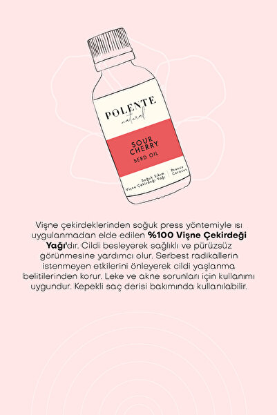 Polente Natural Vişne Çekirdeği Yağı - Soğuk Sıkım 30 ml