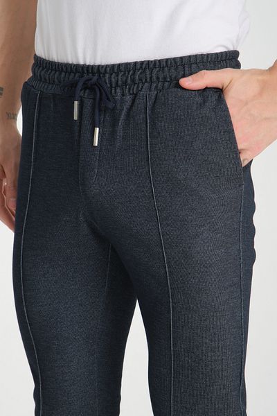 Frappoli Ριγέ ίσιο ανδρικό τζιν παντελόνι Jogger Slim Fit με τσέπες στο πλάι