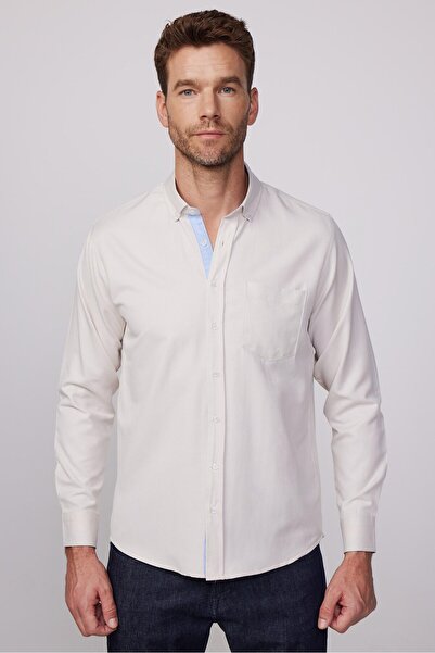 Tudors Erkek Regular Fit Klasik Kesim Düğmeli Yaka Pamuklu Kolay Ütü Oxford Düz Gömlek