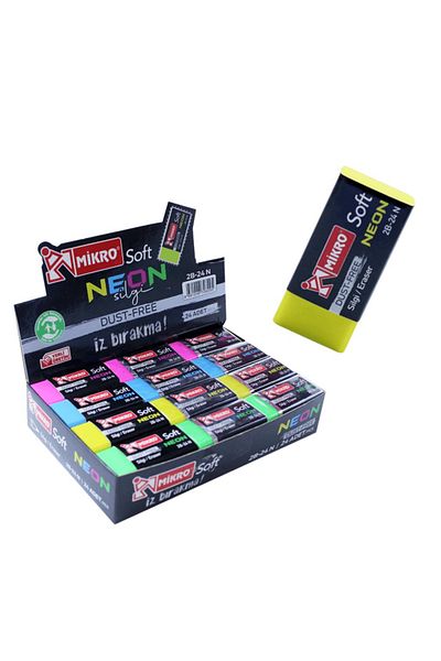 Mikro 4 Pack Colorful Neon Eraser 2B-24