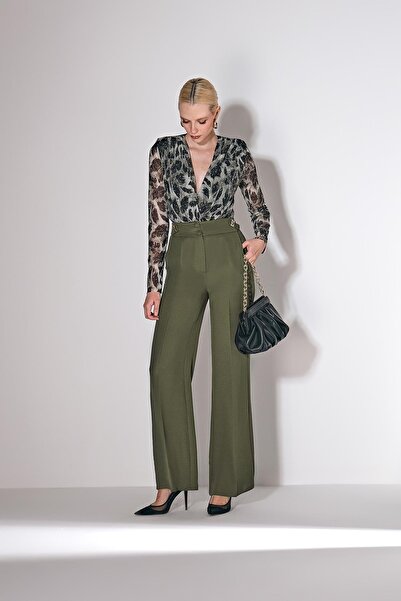 EXPLOSION Büyük Beden Desenli Parlak Taşlı,Kruvaze Şık Tül Bluz Büyük