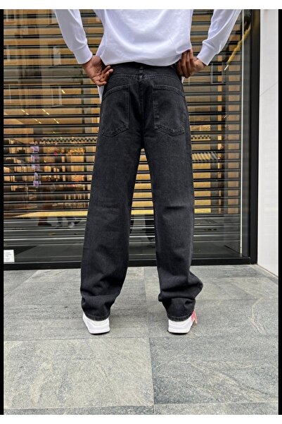 Genel Markalar KOPYA - Erkek Baggy Fly Loose Fit Jeansi Kemer Arkası Lastikli Kot Pantolon