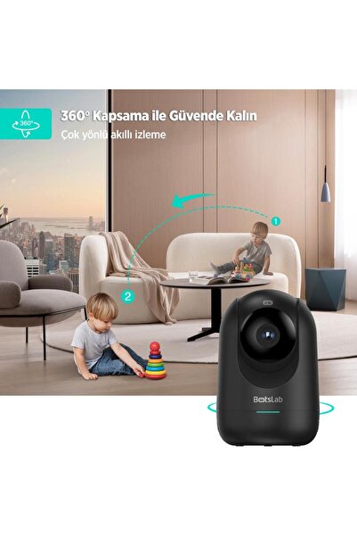 +360 Botslab 360+ C211 2K Pro WiFi 360° Akıllı Güvenlik Kamerası Bebek Monitörü Evcil Hayvan Kamerası İç