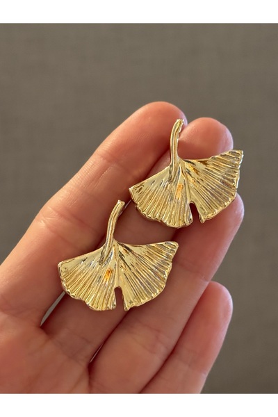 MioArt Ginkgo Biloba Yaprağı Detaylı Şık Kadın Bijuteri Küpe
