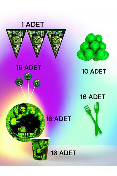 VibeHome Hulk Themed m Pack for 16 - Birthday Party and Fun Events