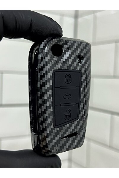 BARKAS ELEKTRONİK Κάλυμμα θήκης κλειδιού από άνθρακα για Volkswagen T-roc Tai...