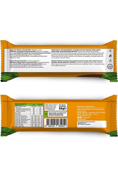Wasp Co Peanut Cocoa Protein Bar 50 gr 5 Pieces Gluten-Free Without Sugar
