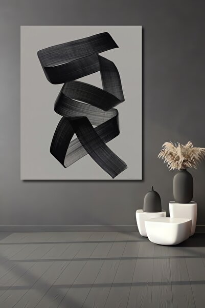 Teona Ahşap Pictură murală abstractă cu pensulă neagră, decorativă, din lemn ...