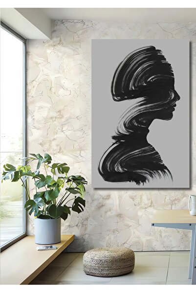 Teona Ahşap Artă abstractă Siluetă de femeie alb-negru din lemn MDF Pictură decorativă Pictură dreptunghiulară