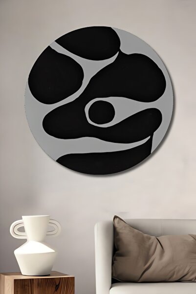 Teona Ahşap Черно-бял абстрактен декоративен дървен MDF стенен декор за дома/...