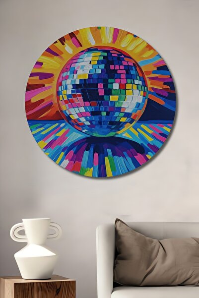Teona Ahşap Minge de discotecă colorată din lemn MDF, pictură decorativă de p...