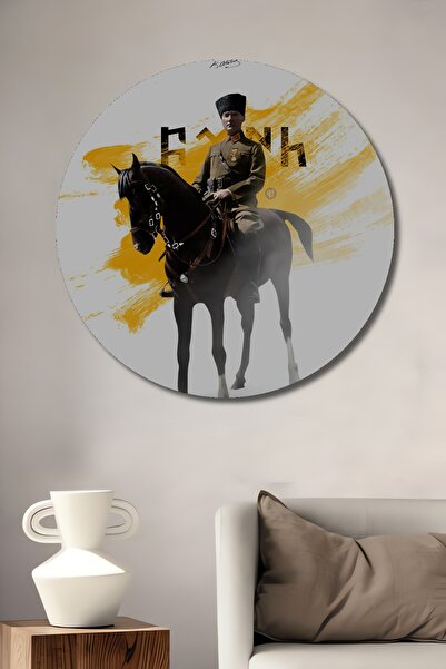 Teona Ahşap Pictură decorativă din lemn MDF cu tematică Ataturk pe cal, pentr...