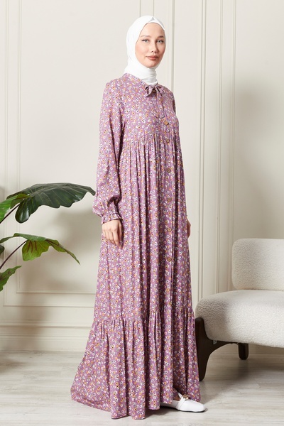 fistan Μπροστινό κουμπί ύφασμα βισκόζης χιτζάμπ Φόρεμα μητέρας Βαμβακερό ύφασμα φαρδύ μέγεθος