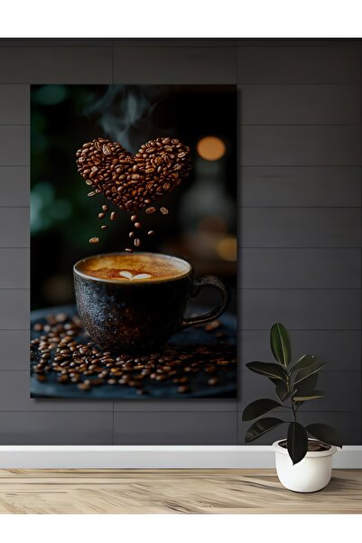 Teona Ahşap Tablă decorativă din lemn MDF în formă de inimă pentru boabe de cafea Tablă dreptunghiulară