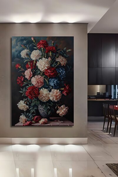 Teona Ahşap Renkli Karanfil Buketi Dekoratif Ahşap MDF Ev/İşyeri Duvar Tablo ...