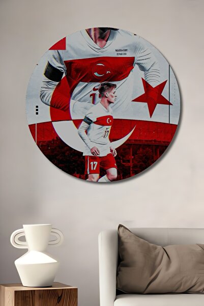 Teona Ahşap Tablou decorativ din lemn MDF cu tematică fotbal Tablou rotund pentru echipa națională a Turciei